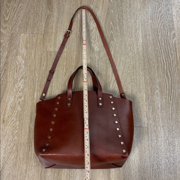 Sandro Paris Abby Cabas Studded Leather Brown Tote Crossbody Bag - Picture 10 of 16